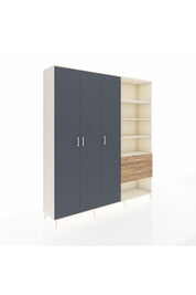 Hyperion Dolap 16 Raflı 2 Çekmeceli 3 Kapaklı 220x44x243 Aytaşı-Antrasit/Çam