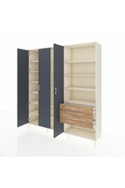 Hyperion Dolap 16 Raflı 2 Çekmeceli 3 Kapaklı 220x44x243 Aytaşı-Antrasit/Çam