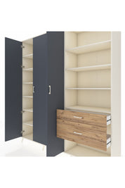 Hyperion Dolap 16 Raflı 2 Çekmeceli 3 Kapaklı 220x44x243 Aytaşı-Antrasit/Çam