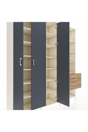 Hyperion Dolap 16 Raflı 2 Çekmeceli 3 Kapaklı 220x44x243 Aytaşı-Antrasit/Çam