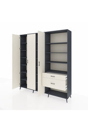 Hyperion Dolap 16 Raflı 2 Çekmeceli 3 Kapaklı 220x44x243 Antrasit-Aytaşı/Aytaşı