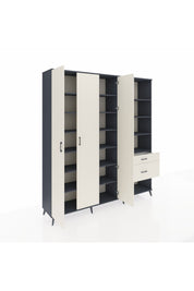 Hyperion Dolap 16 Raflı 2 Çekmeceli 3 Kapaklı 220x44x243 Antrasit-Aytaşı/Aytaşı