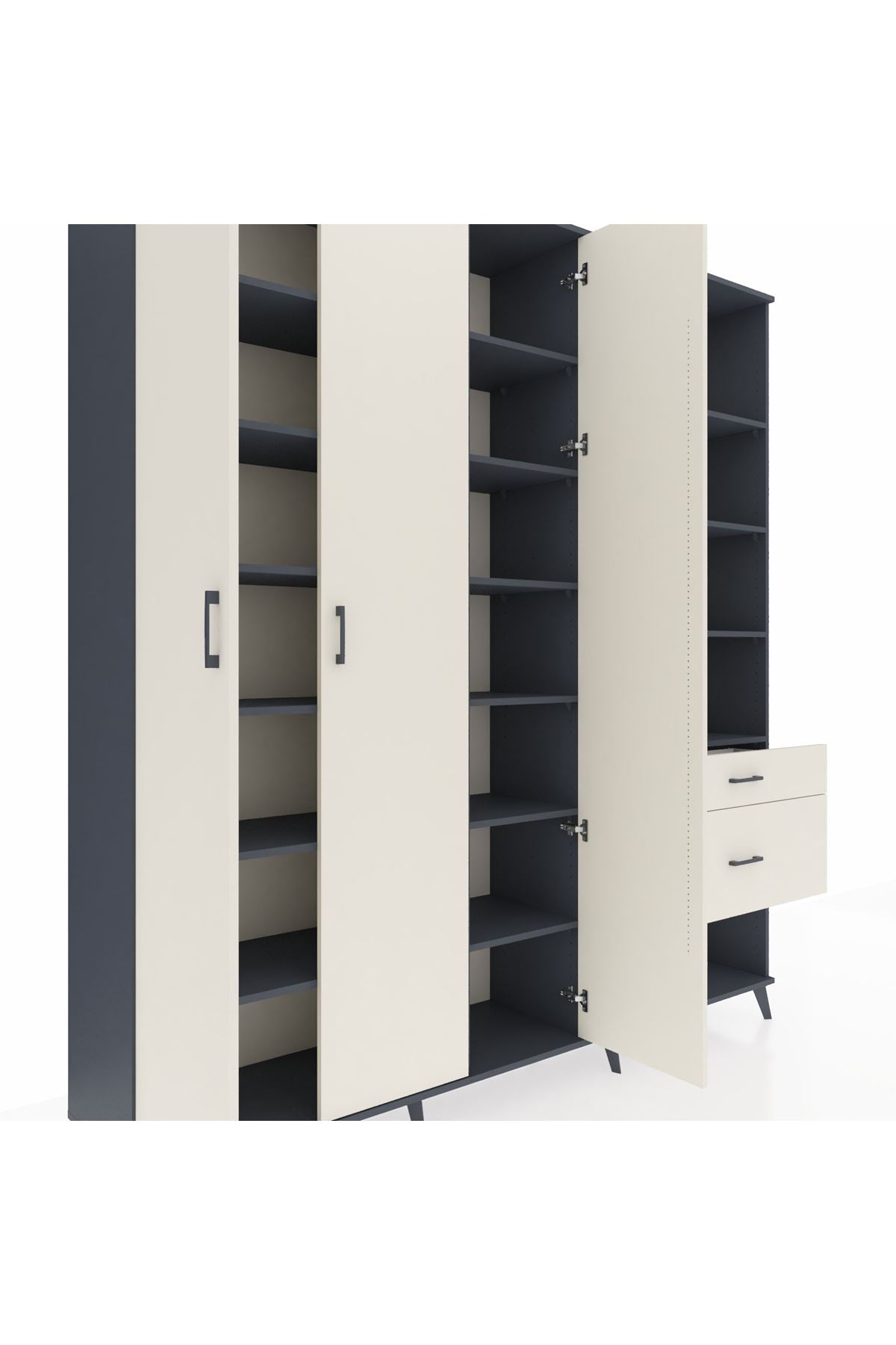 Hyperion Dolap 16 Raflı 2 Çekmeceli 3 Kapaklı 220x44x243 Antrasit-Aytaşı/Aytaşı