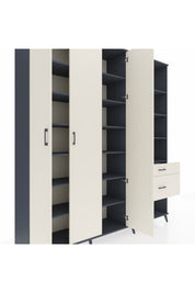 Hyperion Dolap 16 Raflı 2 Çekmeceli 3 Kapaklı 220x44x243 Antrasit-Aytaşı/Aytaşı