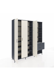 Hyperion Dolap 16 Raflı 2 Çekmeceli 3 Kapaklı 220x44x243 Antrasit-Aytaşı/Antrasit