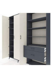 Hyperion Dolap 16 Raflı 2 Çekmeceli 3 Kapaklı 220x44x243 Antrasit-Aytaşı/Antrasit