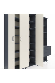 Hyperion Dolap 16 Raflı 2 Çekmeceli 3 Kapaklı 220x44x243 Antrasit-Aytaşı/Antrasit