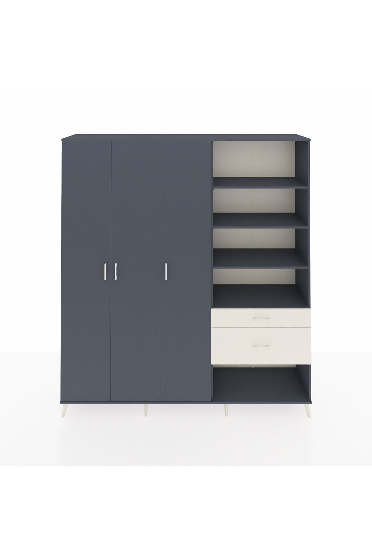 Hyperion Dolap 16 Raflı 2 Çekmeceli 3 Kapaklı 220x44x243 Antrasit-Antrasit/Aytaşı