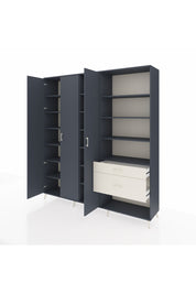 Hyperion Dolap 16 Raflı 2 Çekmeceli 3 Kapaklı 220x44x243 Antrasit-Antrasit/Aytaşı