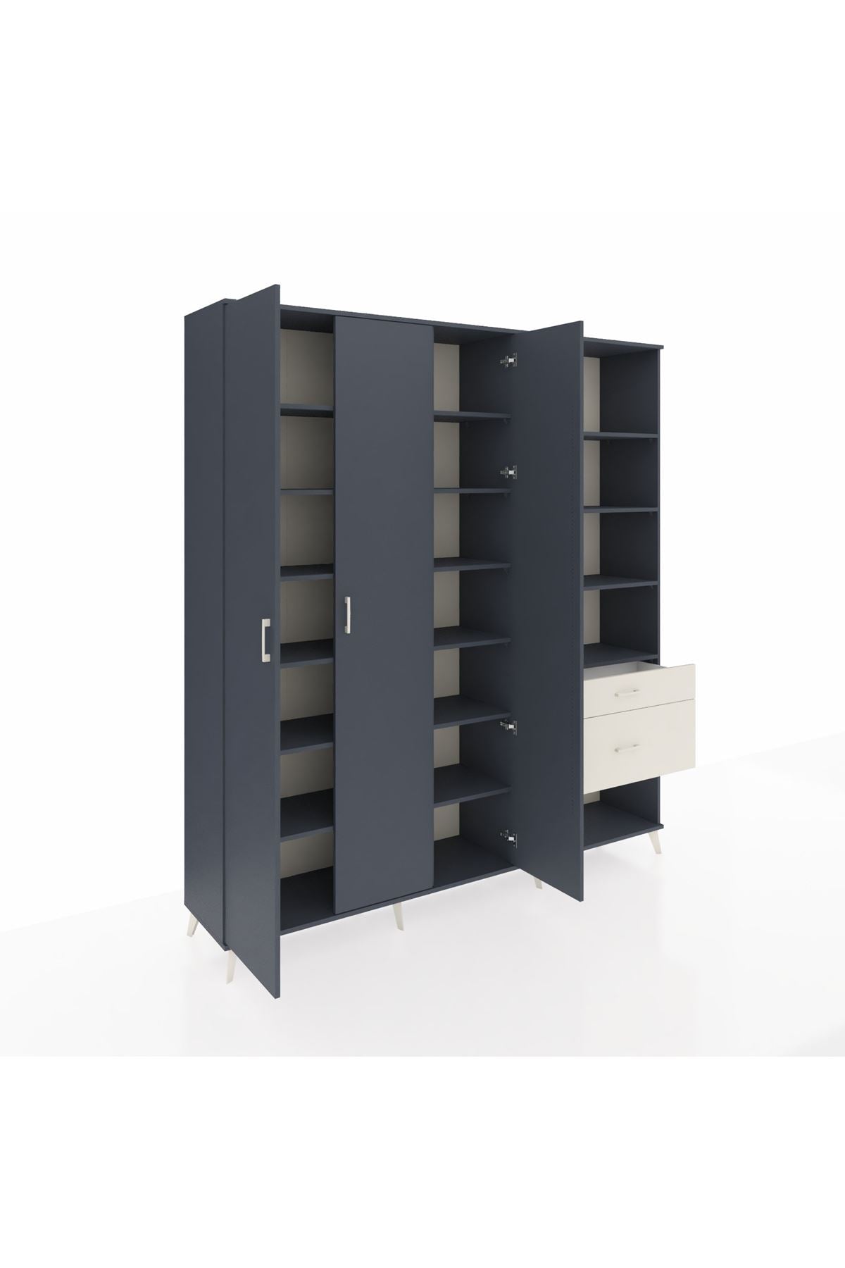 Hyperion Dolap 16 Raflı 2 Çekmeceli 3 Kapaklı 220x44x243 Antrasit-Antrasit/Aytaşı