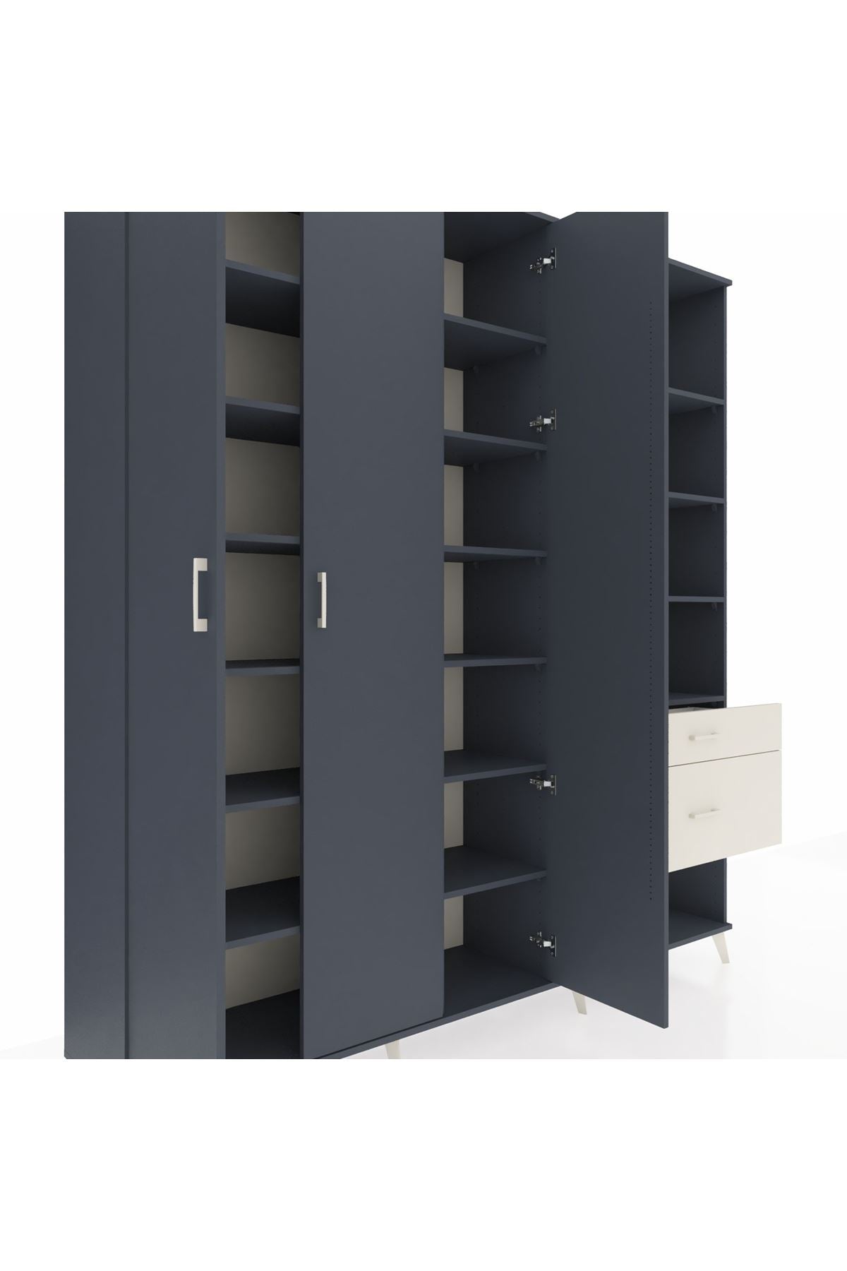 Hyperion Dolap 16 Raflı 2 Çekmeceli 3 Kapaklı 220x44x243 Antrasit-Antrasit/Aytaşı