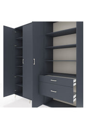 Hyperion Dolap 16 Raflı 2 Çekmeceli 3 Kapaklı 220x44x243 Antrasit-Antrasit/Antrasit