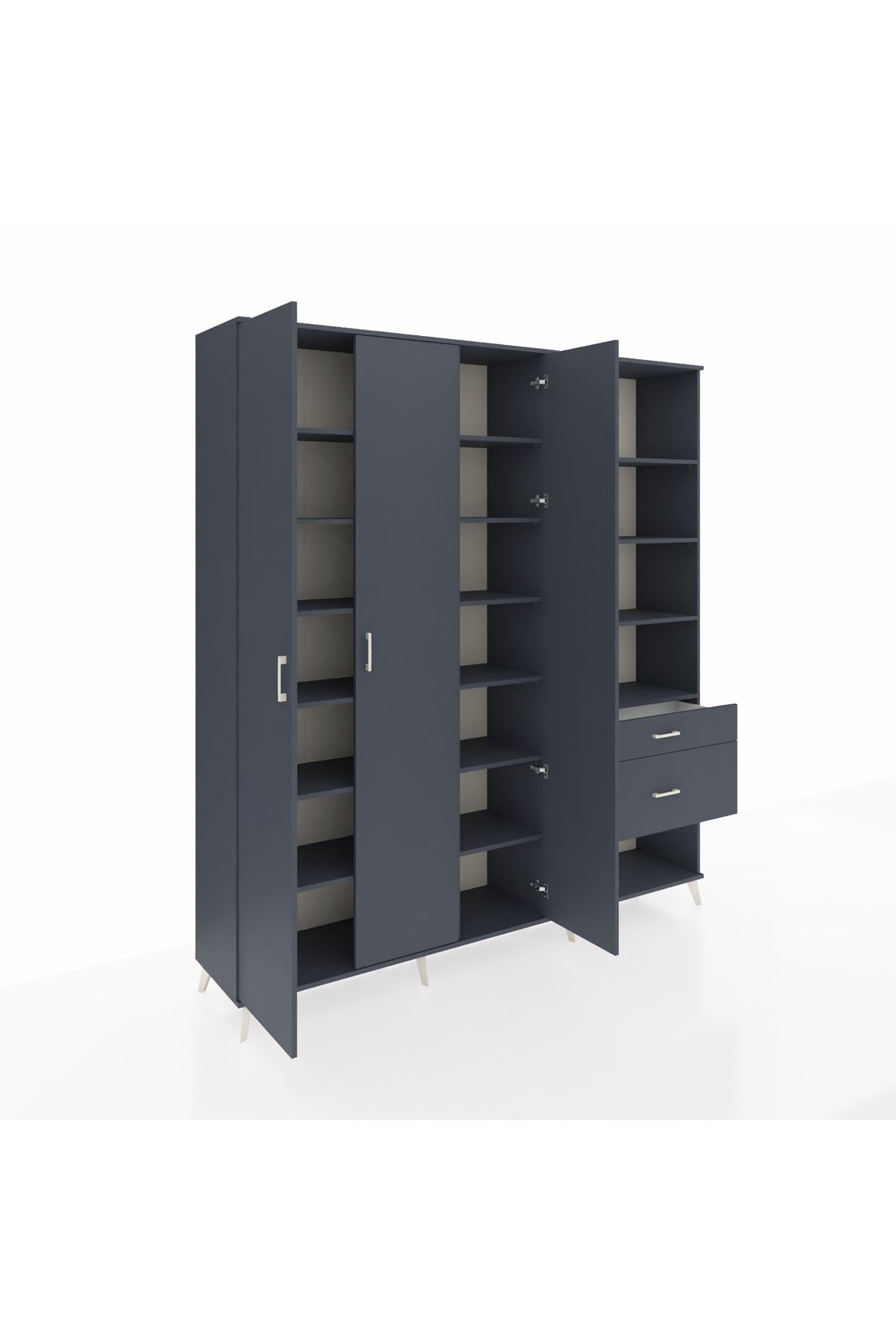 Hyperion Dolap 16 Raflı 2 Çekmeceli 3 Kapaklı 220x44x243 Antrasit-Antrasit/Antrasit