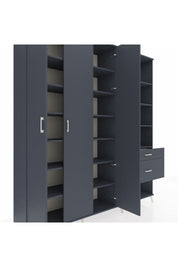 Hyperion Dolap 16 Raflı 2 Çekmeceli 3 Kapaklı 220x44x243 Antrasit-Antrasit/Antrasit