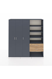 Hyperion Dolap 16 Raflı 2 Çekmeceli 3 Kapaklı 220x44x243 Antrasit-Antrasit/Çam