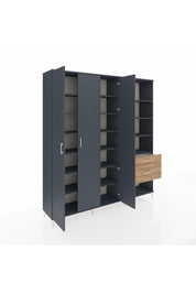 Hyperion Dolap 16 Raflı 2 Çekmeceli 3 Kapaklı 220x44x243 Antrasit-Antrasit/Çam
