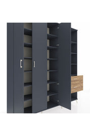 Hyperion Dolap 16 Raflı 2 Çekmeceli 3 Kapaklı 220x44x243 Antrasit-Antrasit/Çam