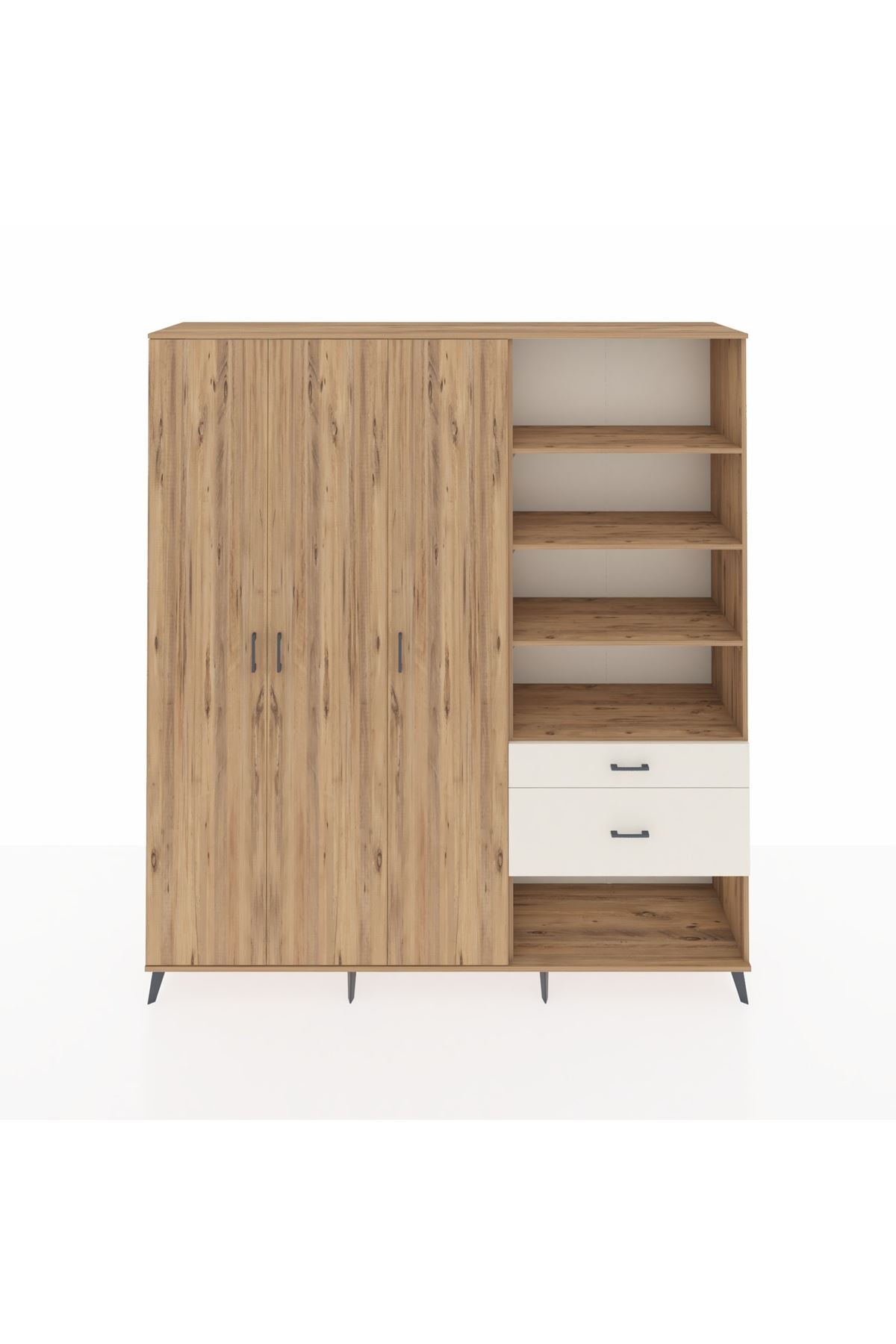 Hyperion Dolap 16 Raflı 2 Çekmeceli 3 Kapaklı 220x44x243 Çam-Çam/Aytaşı