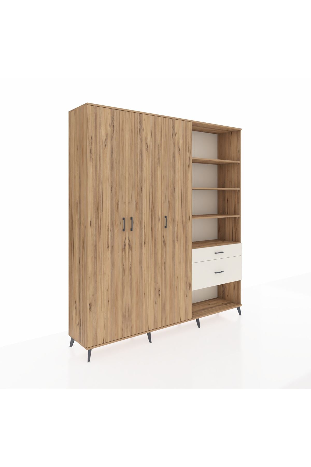 Hyperion Dolap 16 Raflı 2 Çekmeceli 3 Kapaklı 220x44x243 Çam-Çam/Aytaşı