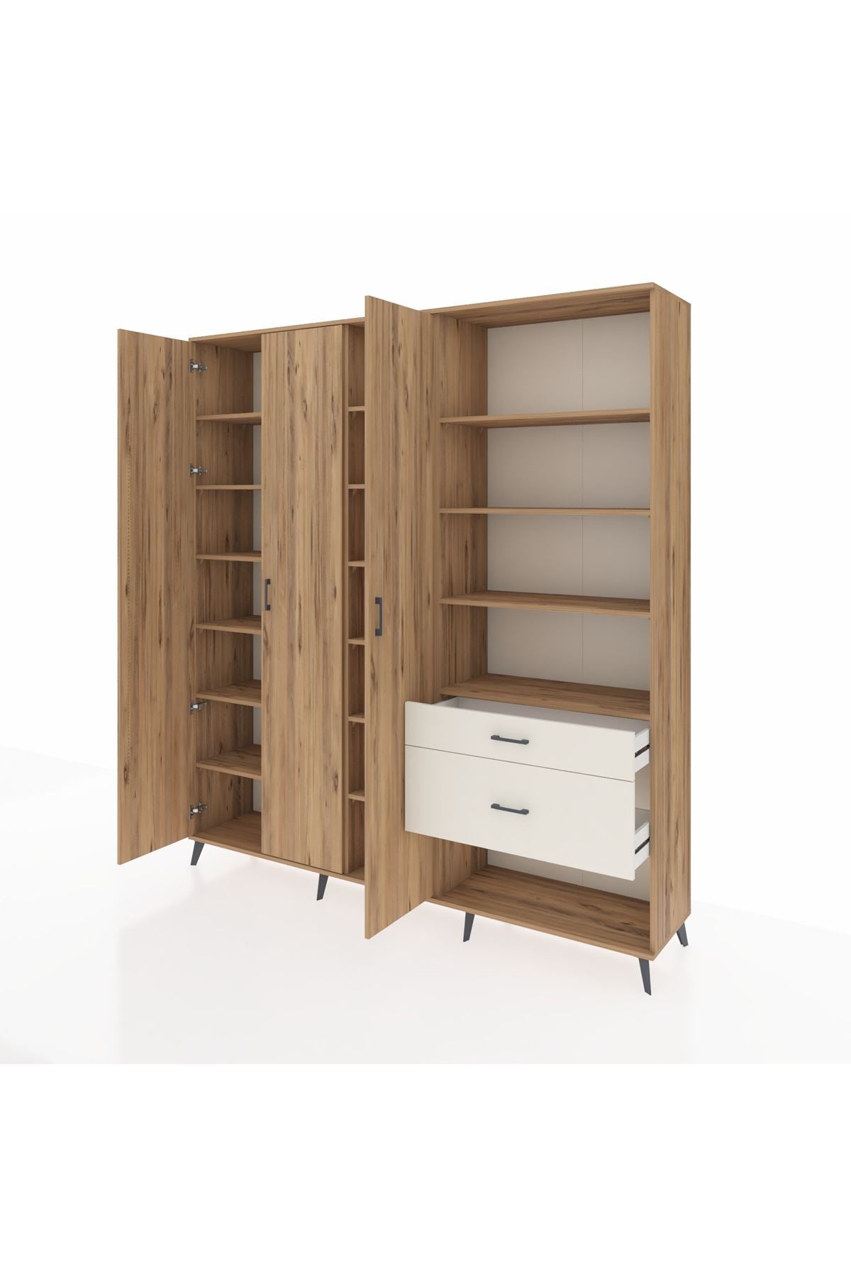 Hyperion Dolap 16 Raflı 2 Çekmeceli 3 Kapaklı 220x44x243 Çam-Çam/Aytaşı