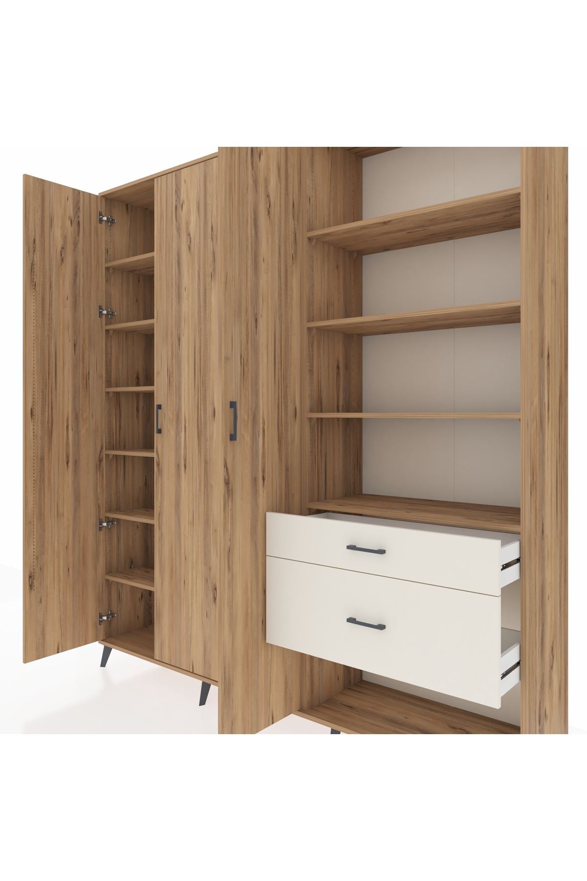 Hyperion Dolap 16 Raflı 2 Çekmeceli 3 Kapaklı 220x44x243 Çam-Çam/Aytaşı