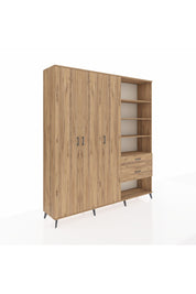 Hyperion Dolap 16 Raflı 2 Çekmeceli 3 Kapaklı 220x44x243 Çam-Çam/Çam