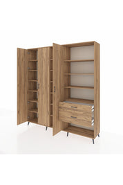 Hyperion Dolap 16 Raflı 2 Çekmeceli 3 Kapaklı 220x44x243 Çam-Çam/Çam