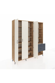 Hyperion Dolap 16 Raflı 2 Çekmeceli 3 Kapaklı 220x44x243 Çam-Aytaşı/Antrasit