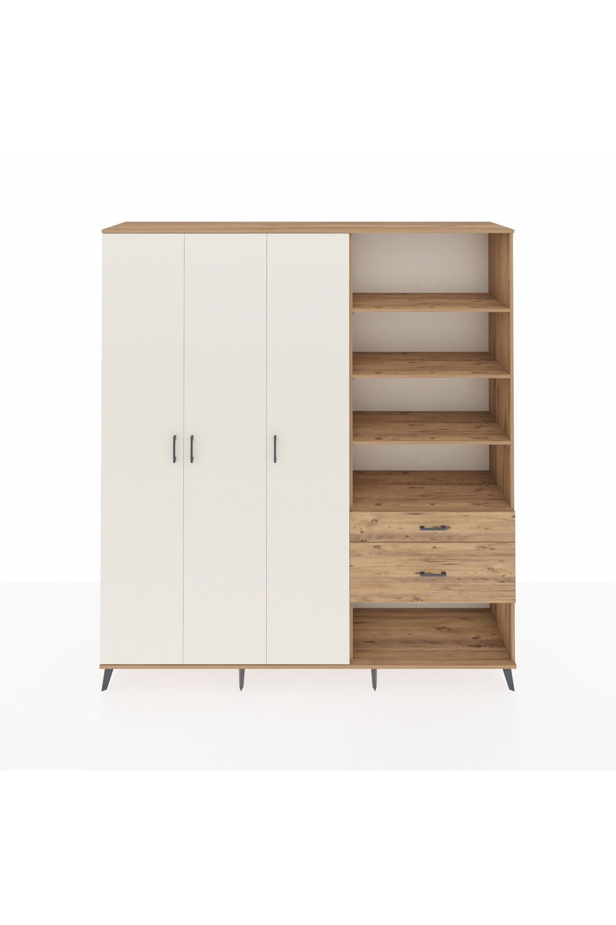 Hyperion Dolap 16 Raflı 2 Çekmeceli 3 Kapaklı 220x44x243 Çam-Aytaşı/Çam