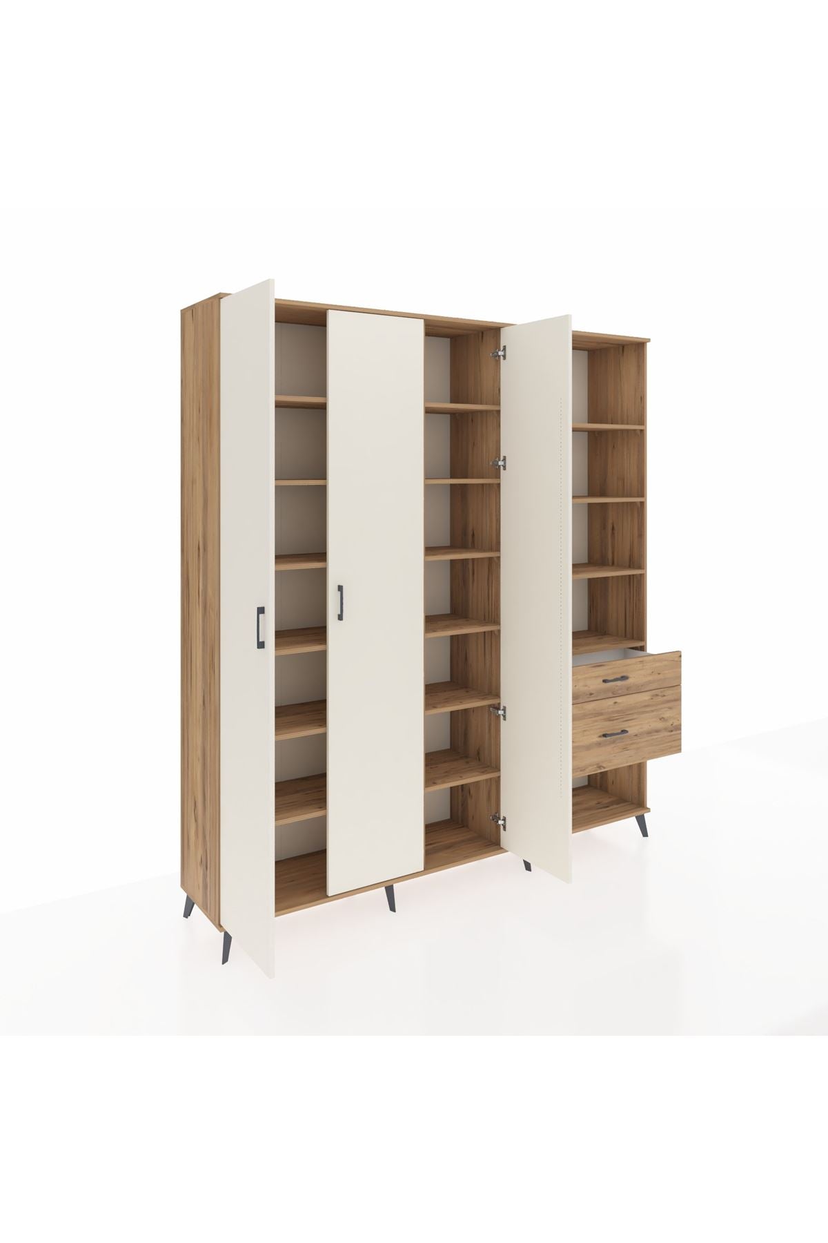 Hyperion Dolap 16 Raflı 2 Çekmeceli 3 Kapaklı 220x44x243 Çam-Aytaşı/Çam