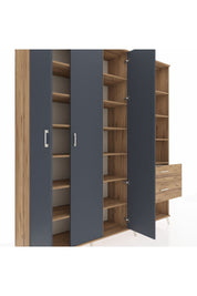 Hyperion Dolap 16 Raflı 2 Çekmeceli 3 Kapaklı 220x44x243 Çam-Antrasit/Çam