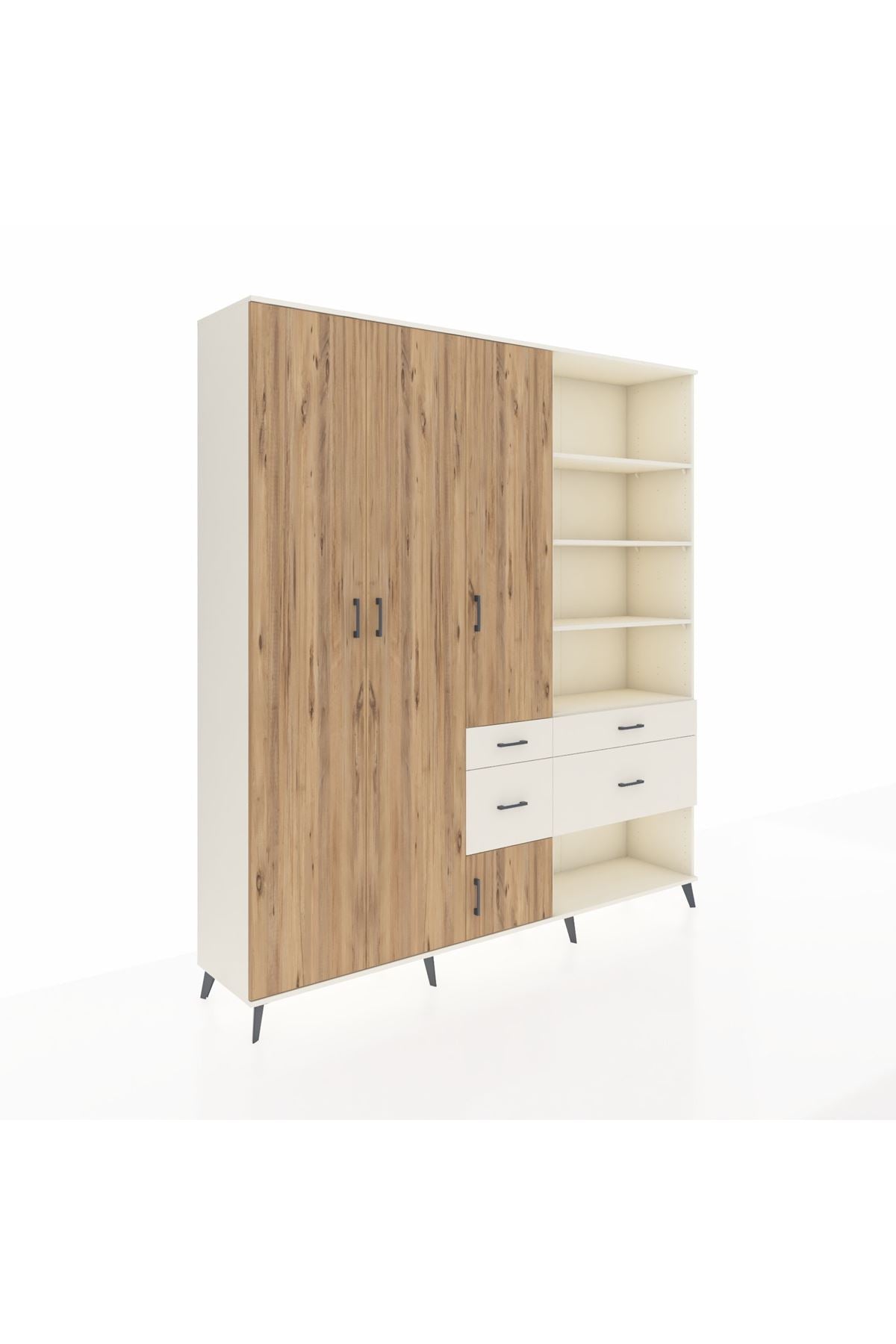 Hyperion Dolap 14 Raflı 4 Çekmeceli 4 Kapaklı 220x44x243 Aytaşı-Çam/Aytaşı