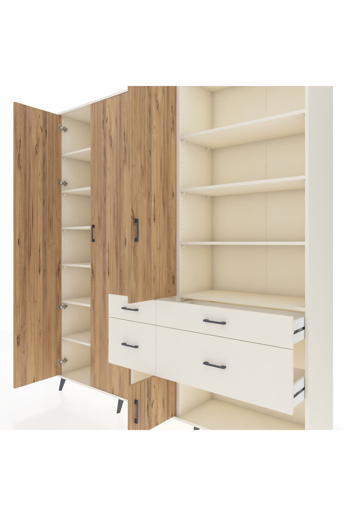 Hyperion Dolap 14 Raflı 4 Çekmeceli 4 Kapaklı 220x44x243 Aytaşı-Çam/Aytaşı