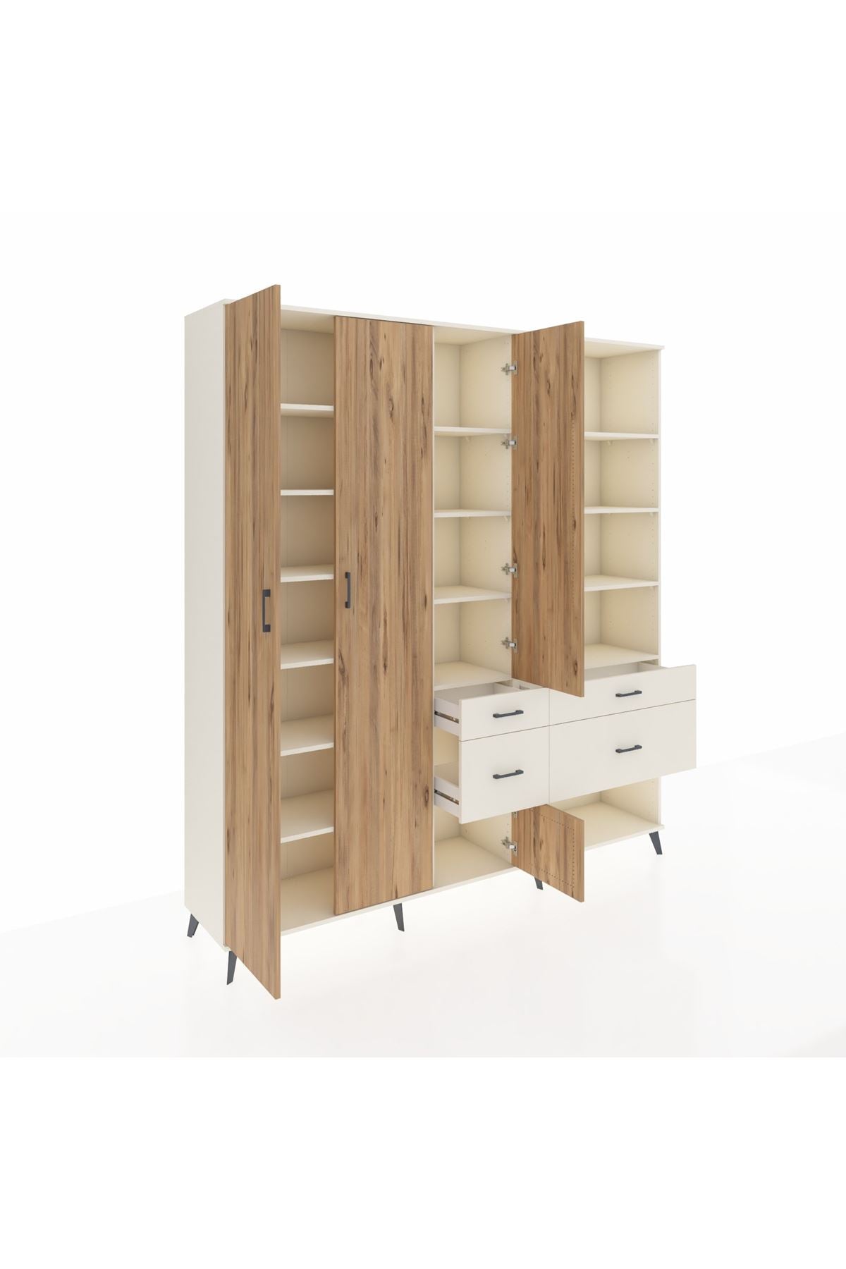 Hyperion Dolap 14 Raflı 4 Çekmeceli 4 Kapaklı 220x44x243 Aytaşı-Çam/Aytaşı