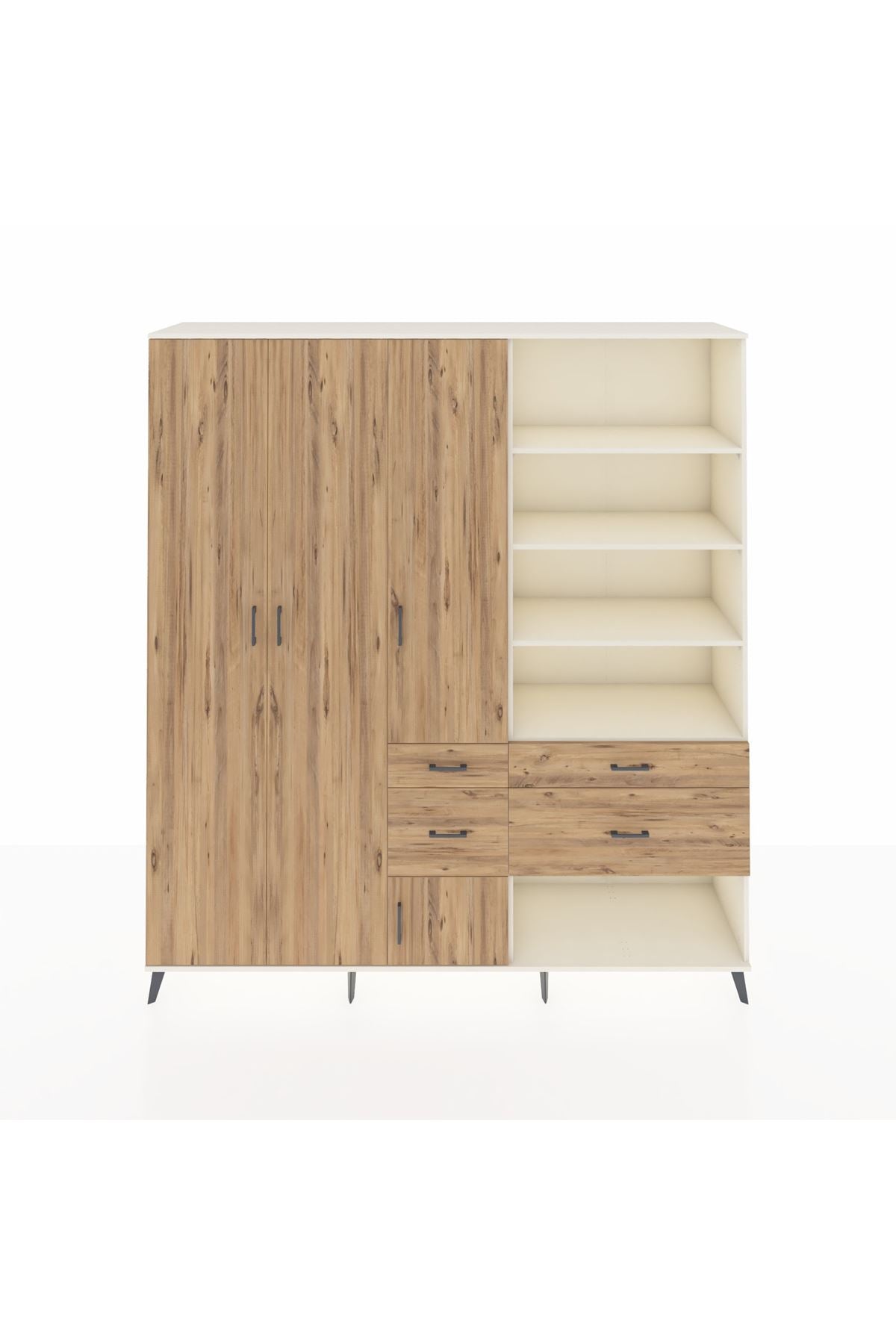 Hyperion Dolap 14 Raflı 4 Çekmeceli 4 Kapaklı 220x44x243 Aytaşı-Çam/Çam