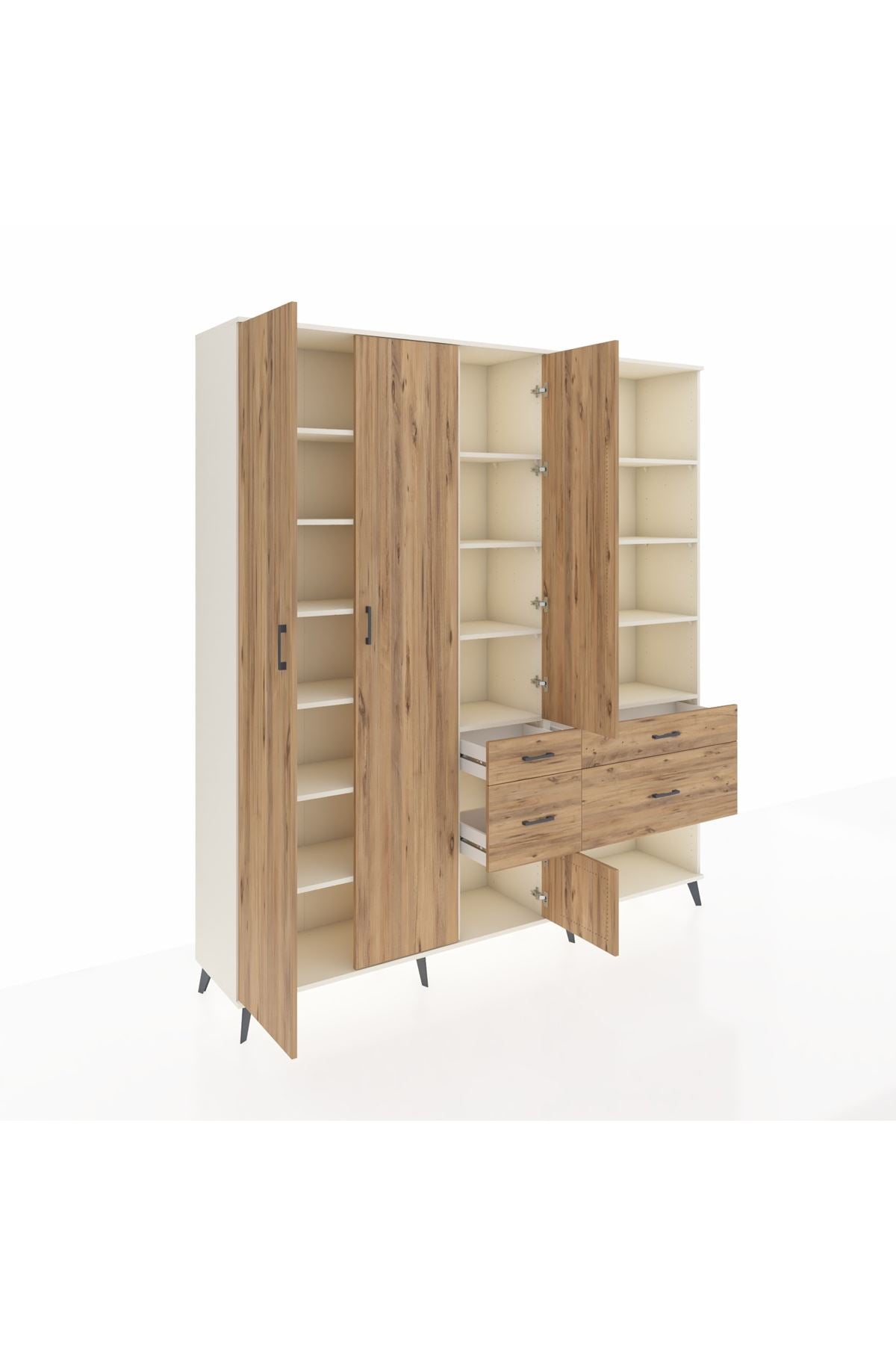 Hyperion Dolap 14 Raflı 4 Çekmeceli 4 Kapaklı 220x44x243 Aytaşı-Çam/Çam