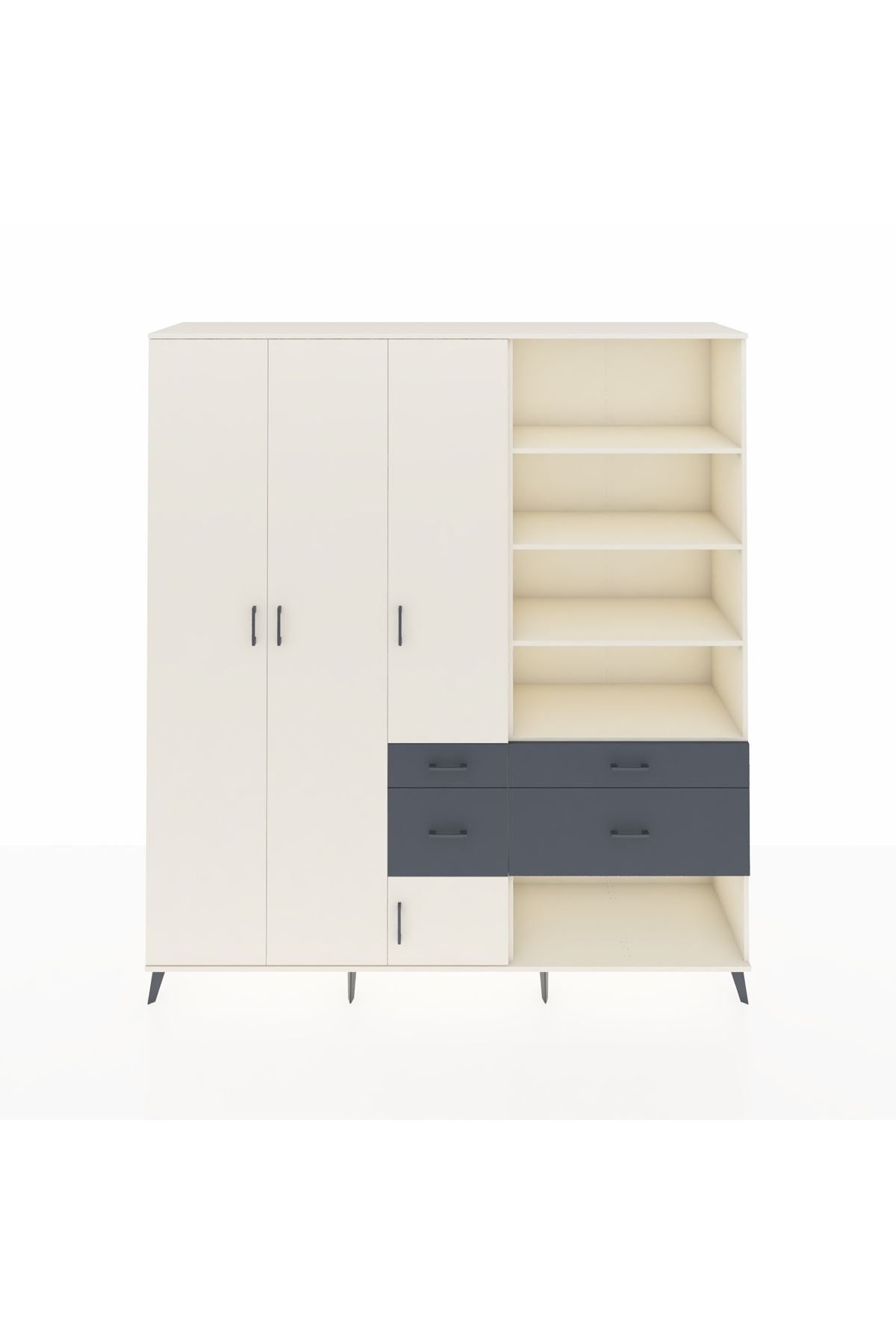 Hyperion Dolap 14 Raflı 4 Çekmeceli 4 Kapaklı 220x44x243 Aytaşı-Aytaşı/Antrasit