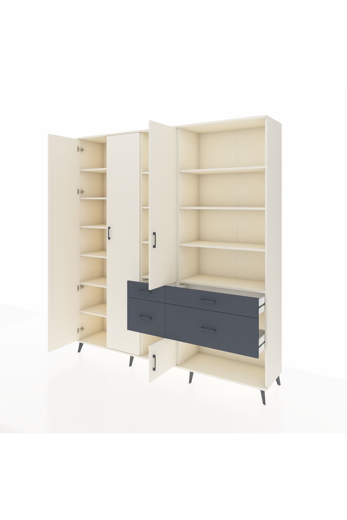 Hyperion Dolap 14 Raflı 4 Çekmeceli 4 Kapaklı 220x44x243 Aytaşı-Aytaşı/Antrasit