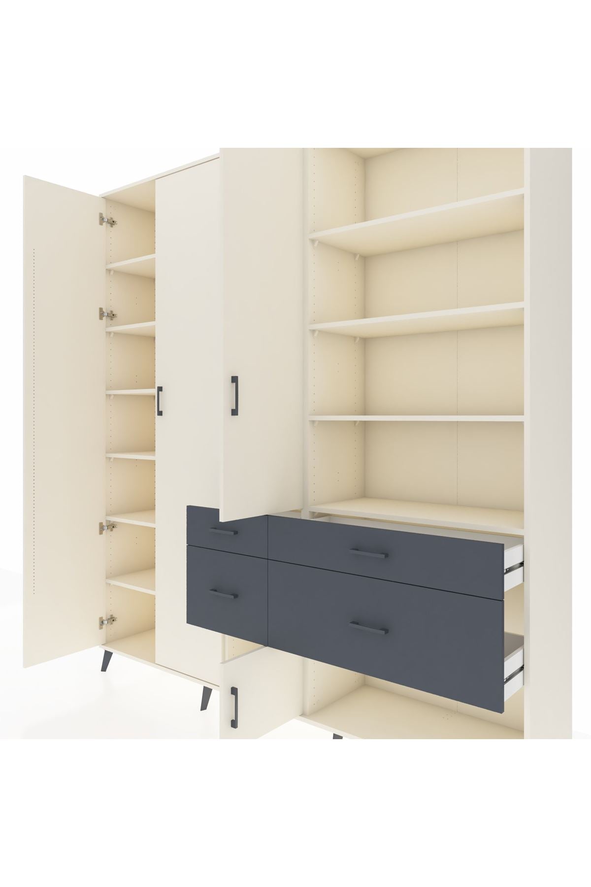 Hyperion Dolap 14 Raflı 4 Çekmeceli 4 Kapaklı 220x44x243 Aytaşı-Aytaşı/Antrasit