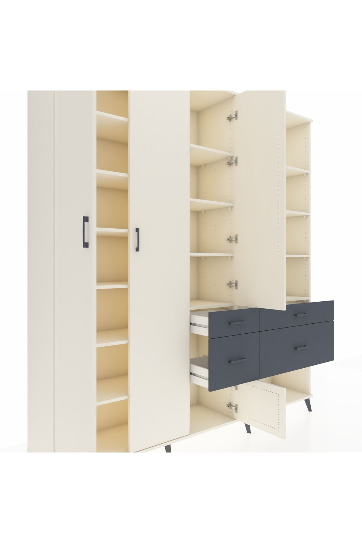 Hyperion Dolap 14 Raflı 4 Çekmeceli 4 Kapaklı 220x44x243 Aytaşı-Aytaşı/Antrasit