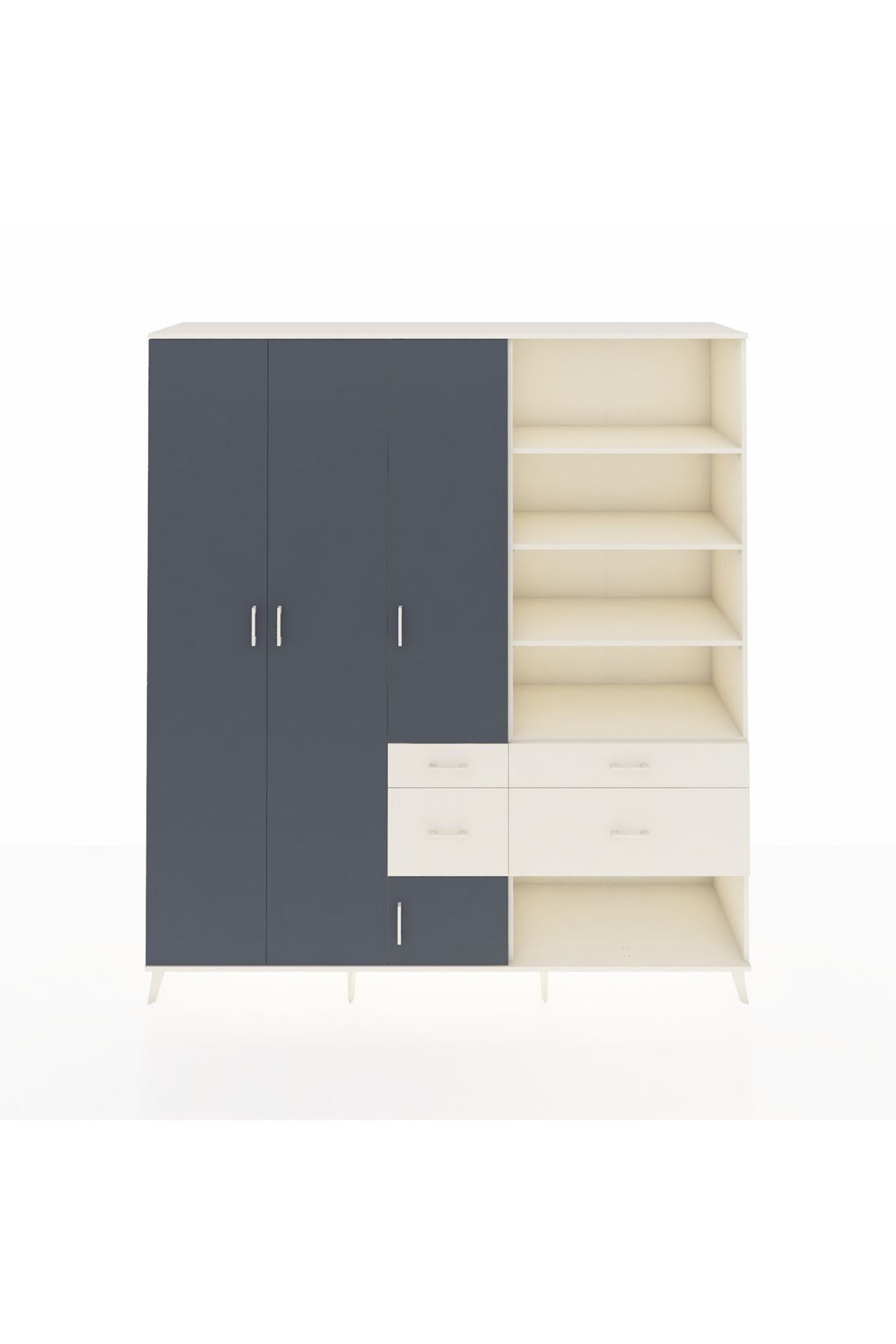 Hyperion Dolap 14 Raflı 4 Çekmeceli 4 Kapaklı 220x44x243 Aytaşı-Antrasit/Aytaşı