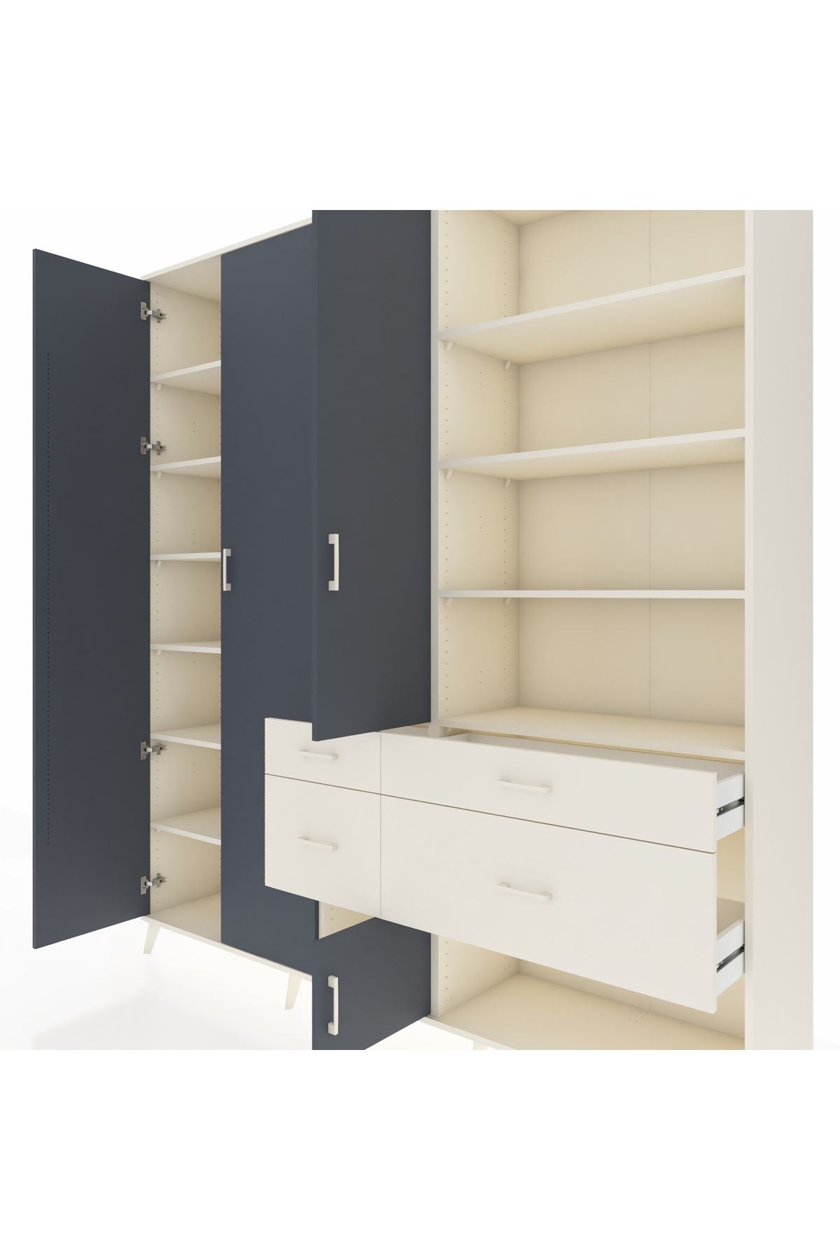 Hyperion Dolap 14 Raflı 4 Çekmeceli 4 Kapaklı 220x44x243 Aytaşı-Antrasit/Aytaşı