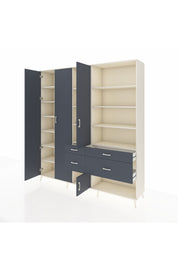 Hyperion Dolap 14 Raflı 4 Çekmeceli 4 Kapaklı 220x44x243 Aytaşı-Antrasit/Antrasit