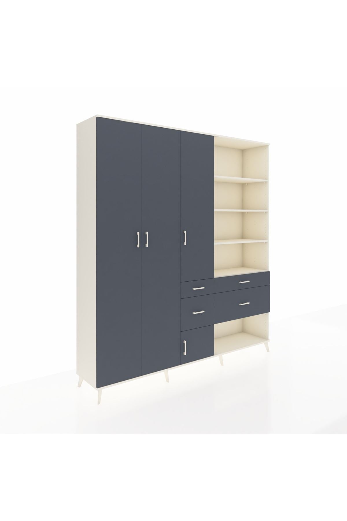 Hyperion Dolap 14 Raflı 4 Çekmeceli 4 Kapaklı 220x44x243 Aytaşı-Antrasit/Antrasit