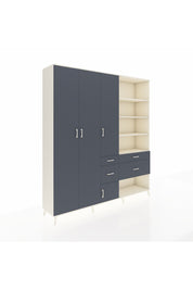 Hyperion Dolap 14 Raflı 4 Çekmeceli 4 Kapaklı 220x44x243 Aytaşı-Antrasit/Antrasit