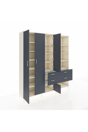 Hyperion Dolap 14 Raflı 4 Çekmeceli 4 Kapaklı 220x44x243 Aytaşı-Antrasit/Antrasit