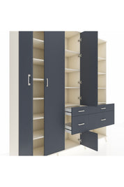 Hyperion Dolap 14 Raflı 4 Çekmeceli 4 Kapaklı 220x44x243 Aytaşı-Antrasit/Antrasit