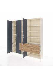 Hyperion Dolap 14 Raflı 4 Çekmeceli 4 Kapaklı 220x44x243 Aytaşı-Antrasit/Çam