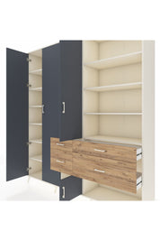 Hyperion Dolap 14 Raflı 4 Çekmeceli 4 Kapaklı 220x44x243 Aytaşı-Antrasit/Çam