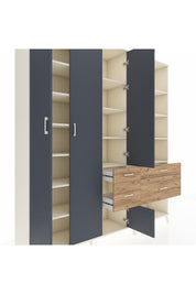 Hyperion Dolap 14 Raflı 4 Çekmeceli 4 Kapaklı 220x44x243 Aytaşı-Antrasit/Çam